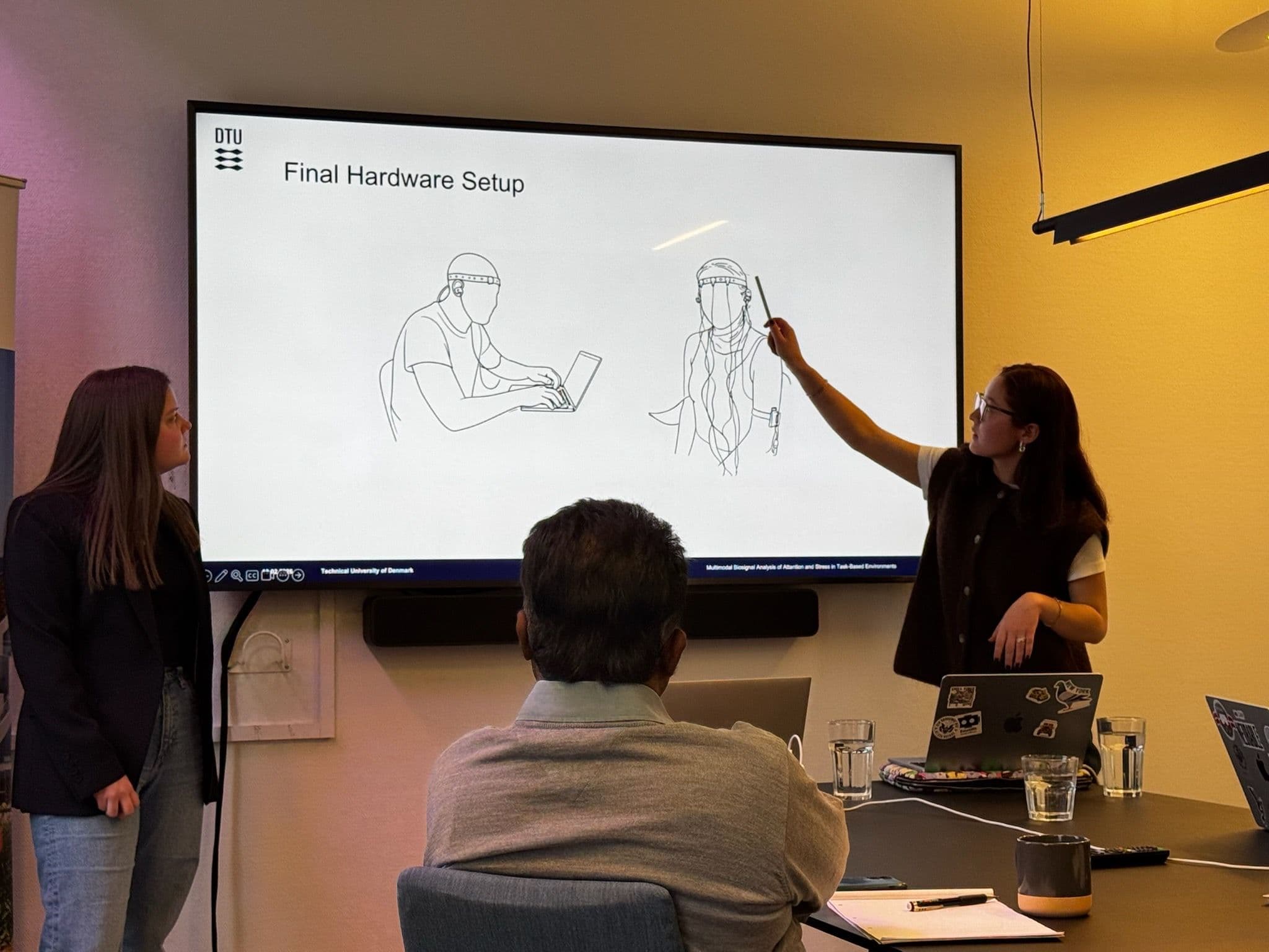 Kawsar presenting the final hardware setup of the thesis